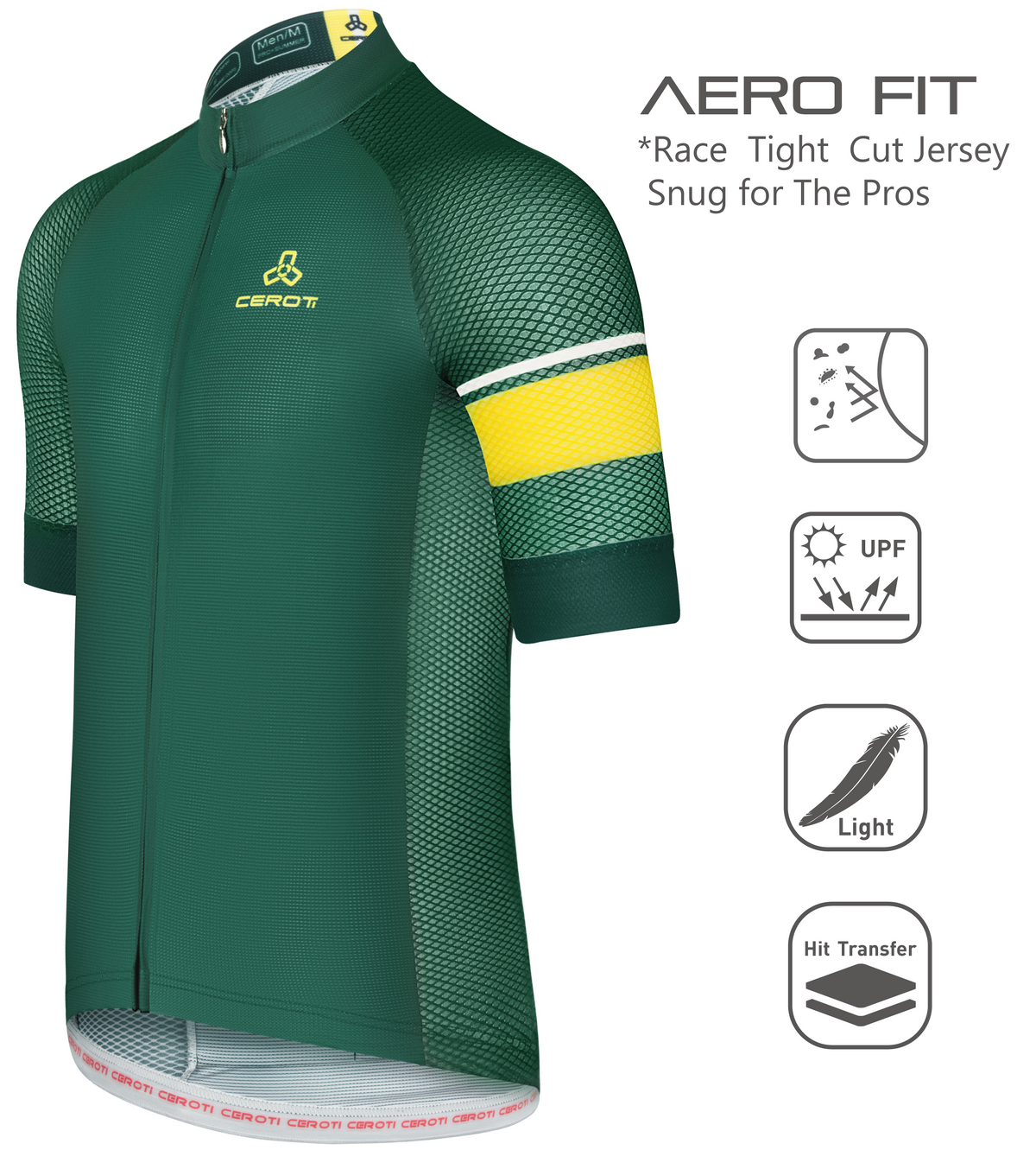 C9 CEROTIPOLAR Men's Snug Fit AirCool Cycling Jersey Bike Shirts Quick-dry Cycling Jersey with Full Zipper, Light Weight Fabric, 3 Rear Pockets for Road, Gravel & MTB