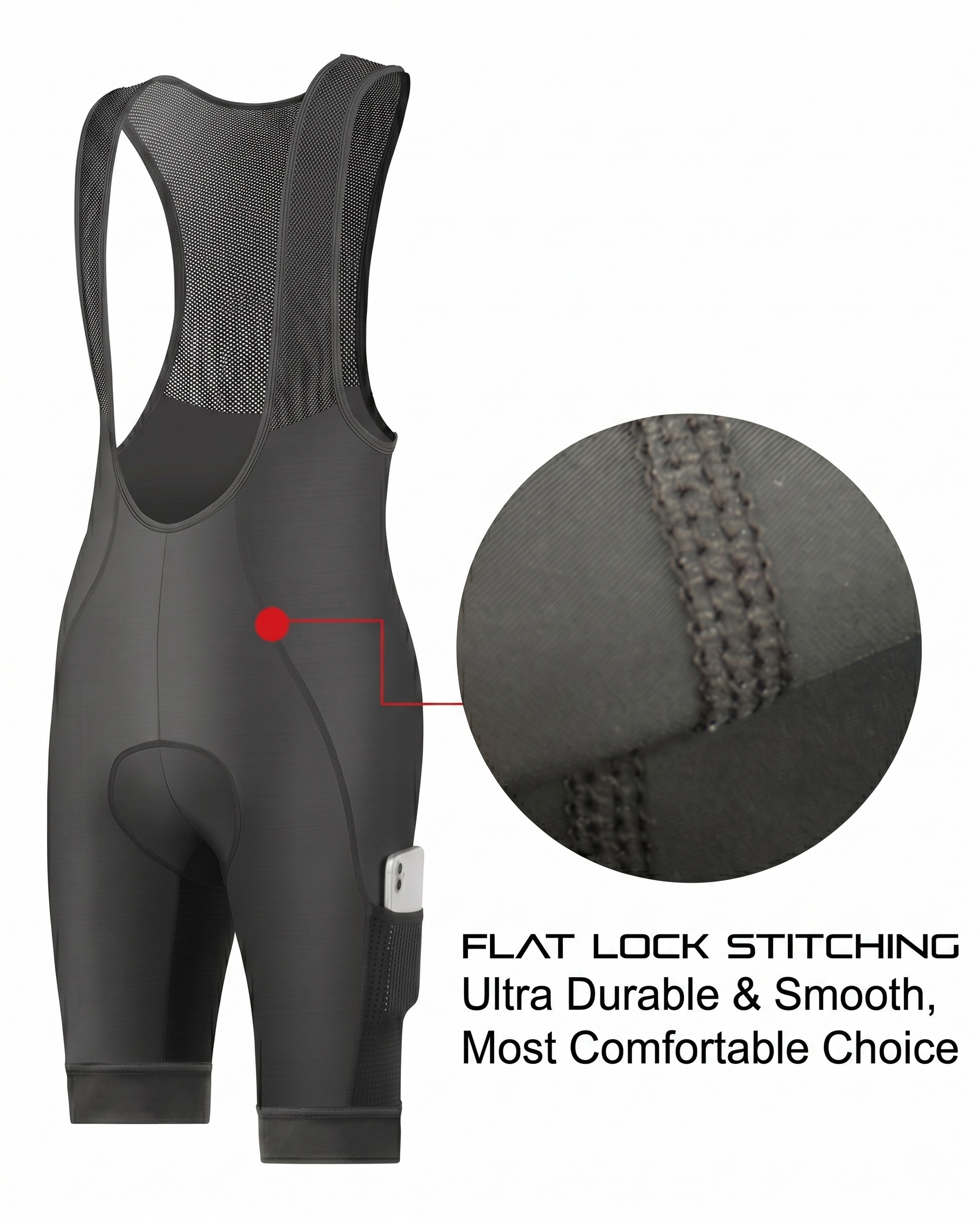 CEROTIPOLAR B53 Men's Cycling Bib Shorts with 4D MaxCool Pad, Ergonomic Cut | Bike Bibs for Road, Gravel&MTB|Breathable Wicking Compression Fabric|Anti-slip Cuff|4Cargo+1 Rear Pockets|UPF50+