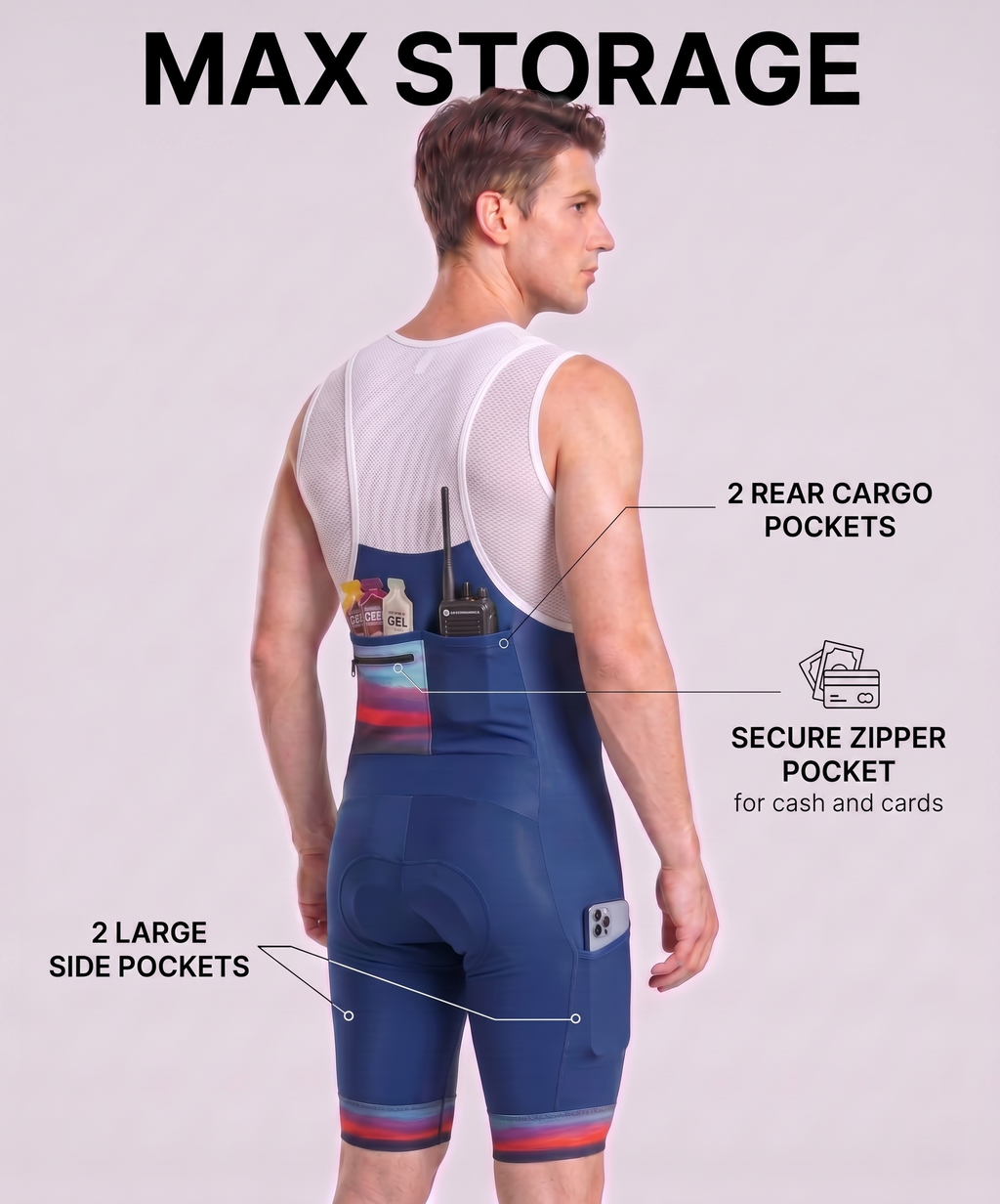 CEROTIPOLAR B55 Men's Cycling Bib Shorts with 4D MaxCool Pad, Ergonomic Cut | Bike Bibs for Road, Gravel&MTB|Breathable Wicking Compression Fabric|Anti-slip Cuff|4Cargo+1 Rear Pockets|UPF50+