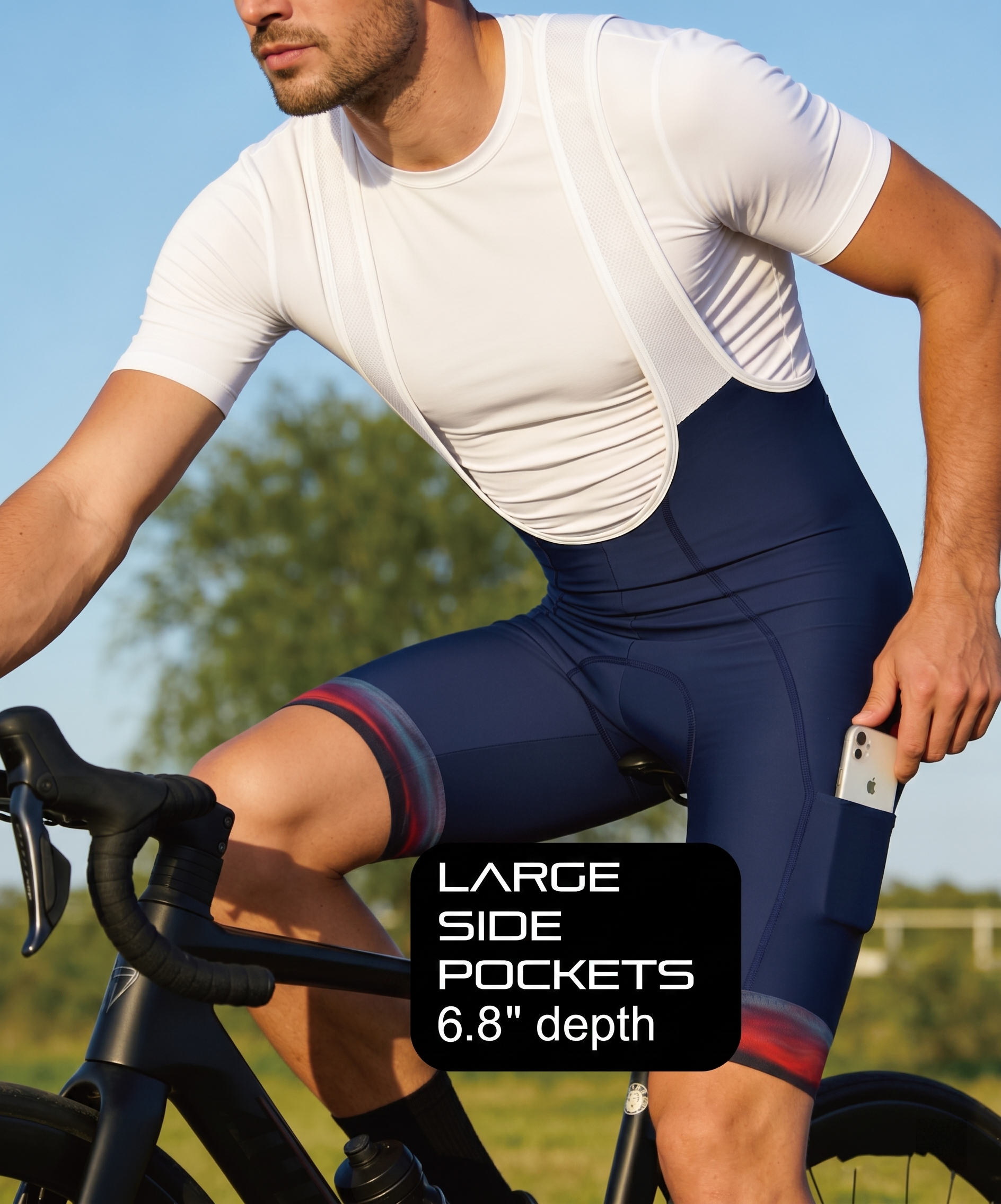 CEROTIPOLAR B55 Men's Cycling Bib Shorts with 4D MaxCool Pad, Ergonomic Cut | Bike Bibs for Road, Gravel&MTB|Breathable Wicking Compression Fabric|Anti-slip Cuff|4Cargo+1 Rear Pockets|UPF50+