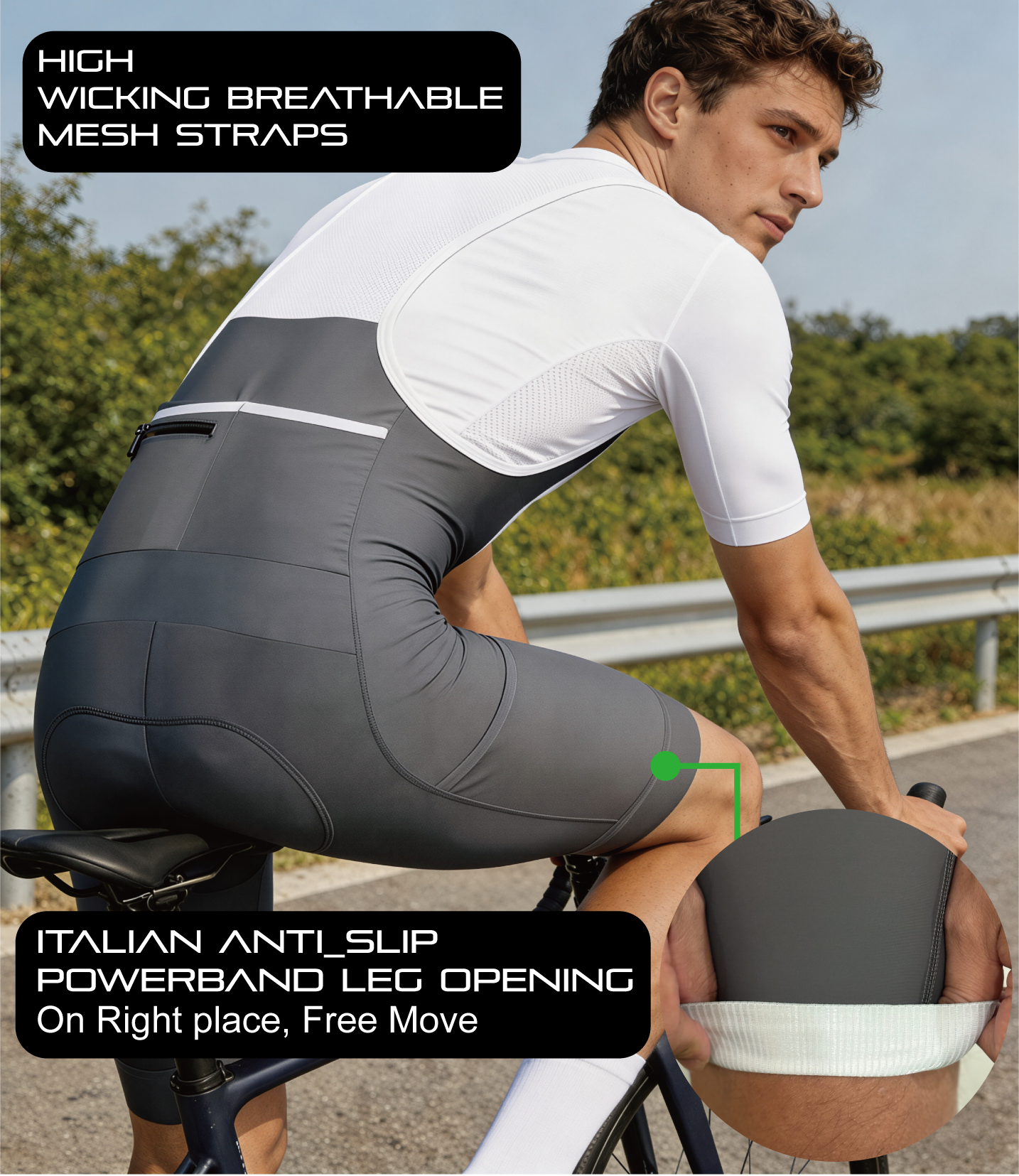 CEROTIPOLAR B56 Men's Cycling Bib Shorts with 4D MaxCool Pad, Ergonomic Cut | Bike Bibs for Road, Gravel&MTB|Breathable Wicking Compression Fabric|Anti-slip Cuff|4Cargo+1 Rear Pockets|UPF50+