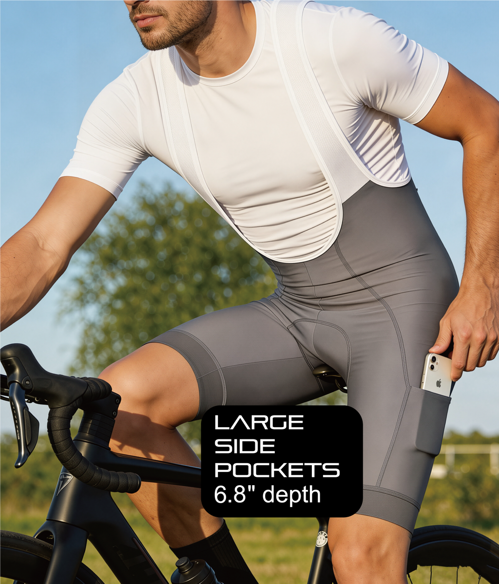 CEROTIPOLAR B56 Men's Cycling Bib Shorts with 4D MaxCool Pad, Ergonomic Cut | Bike Bibs for Road, Gravel&MTB|Breathable Wicking Compression Fabric|Anti-slip Cuff|4Cargo+1 Rear Pockets|UPF50+