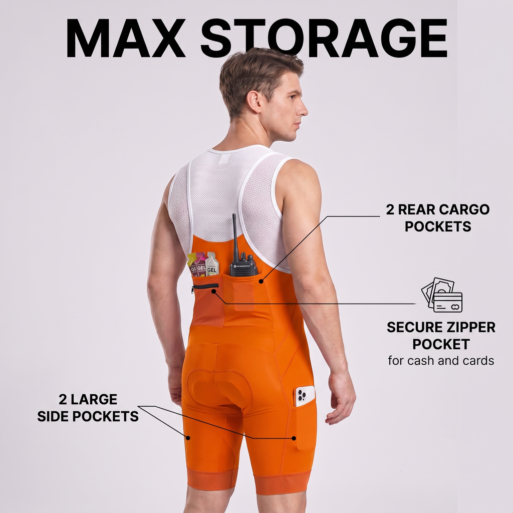 CEROTIPOLAR B61 Men's Cycling Bib Shorts with 4D MaxCool Pad, Ergonomic Cut | Bike Bibs for Road, Gravel&MTB|Breathable Wicking Compression Fabric|Anti-slip Cuff|4Cargo+1 Rear Pockets|UPF50+