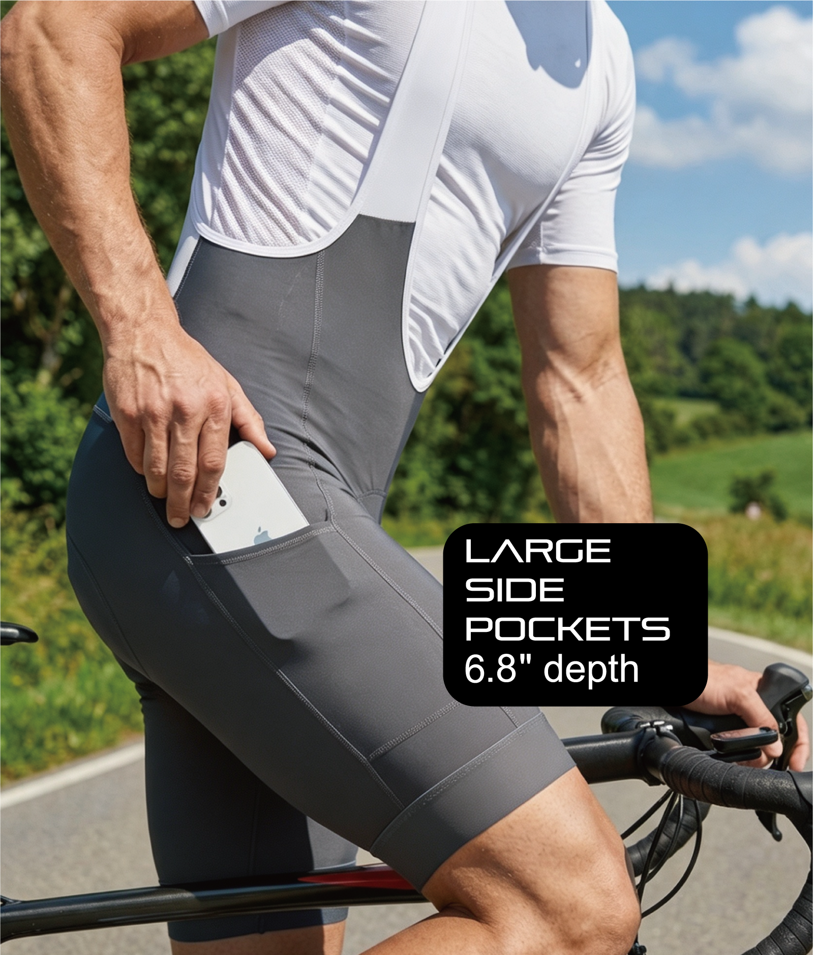 CEROTIPOLAR B69 Men's Pee Opening Cycling Bibs Shorts Padded，Gravel Bike Biking bib Shorts Bicycle Shorts UPF50+