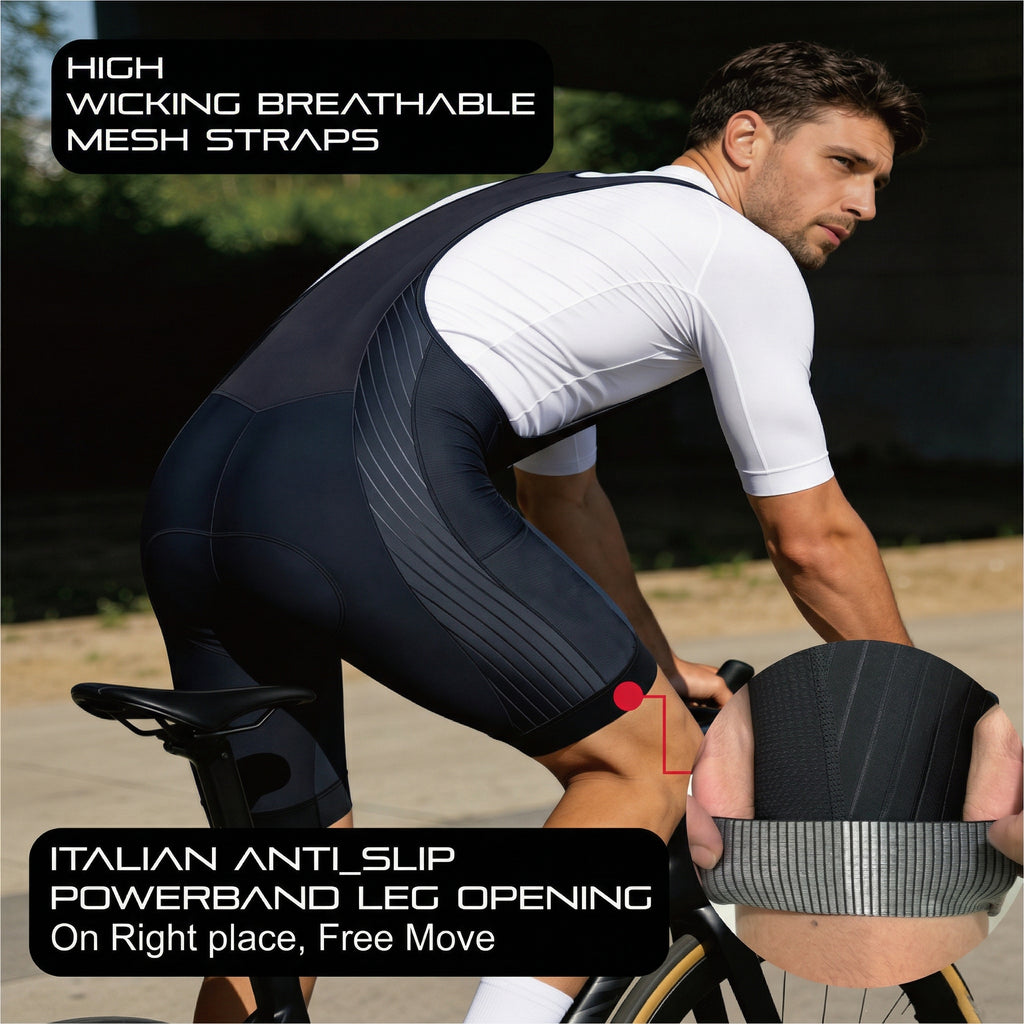 CEROTIPOLAR Men's Pro Aero Fabric Cycling Bib Shorts | 4D Max-Cool Chamois, High Compression, UPF50+ for Road, Gravel & MTB