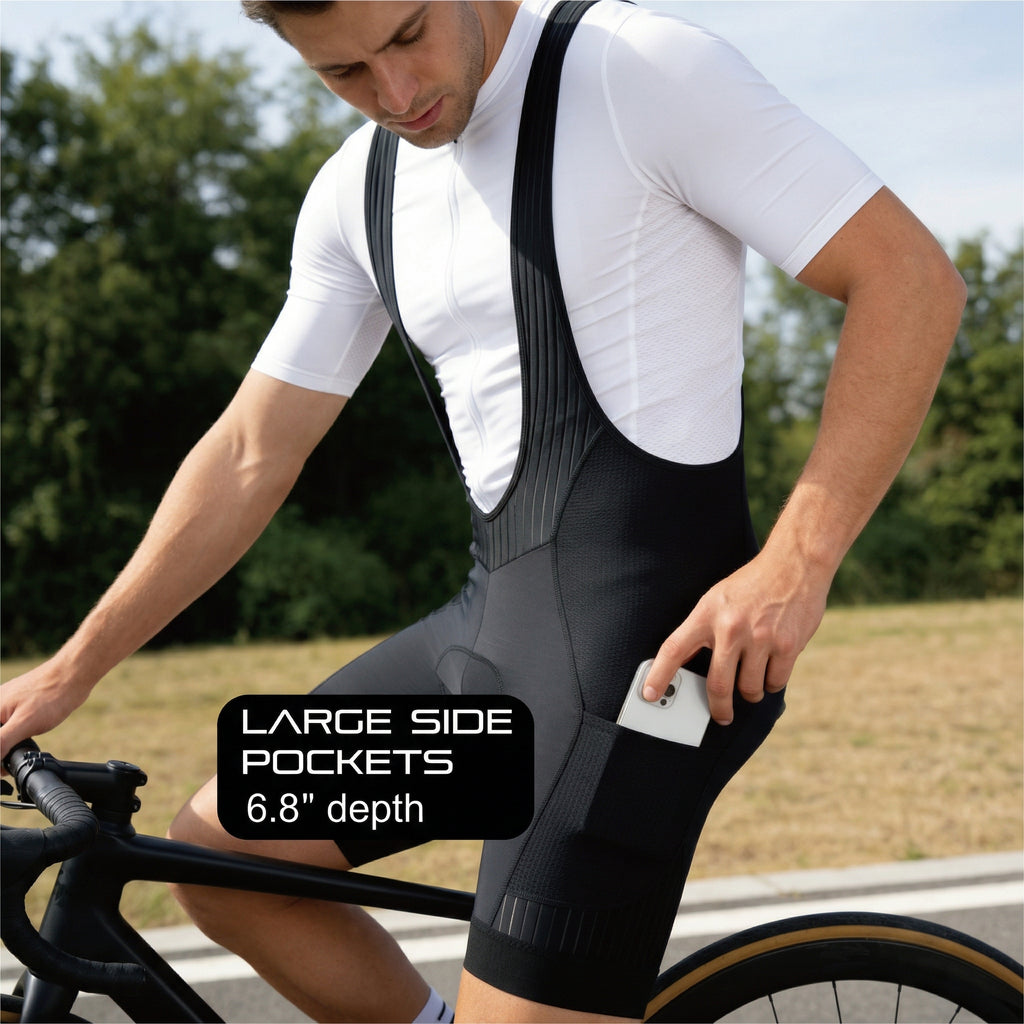 CEROTIPOLAR Men's Pro Aero Fabric Cycling Bib Shorts | 4D Max-Cool Chamois, High Compression, UPF50+ for Road, Gravel & MTB