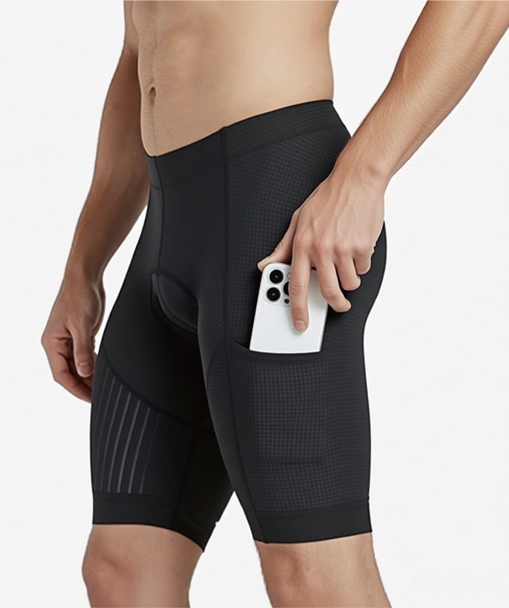 CEROTIPOLAR B80 Men's Cargo Bike Shorts, 4D Padded Anti-Chafe Compression Bike Shorts with Large Phone Side Pockets UPF50+