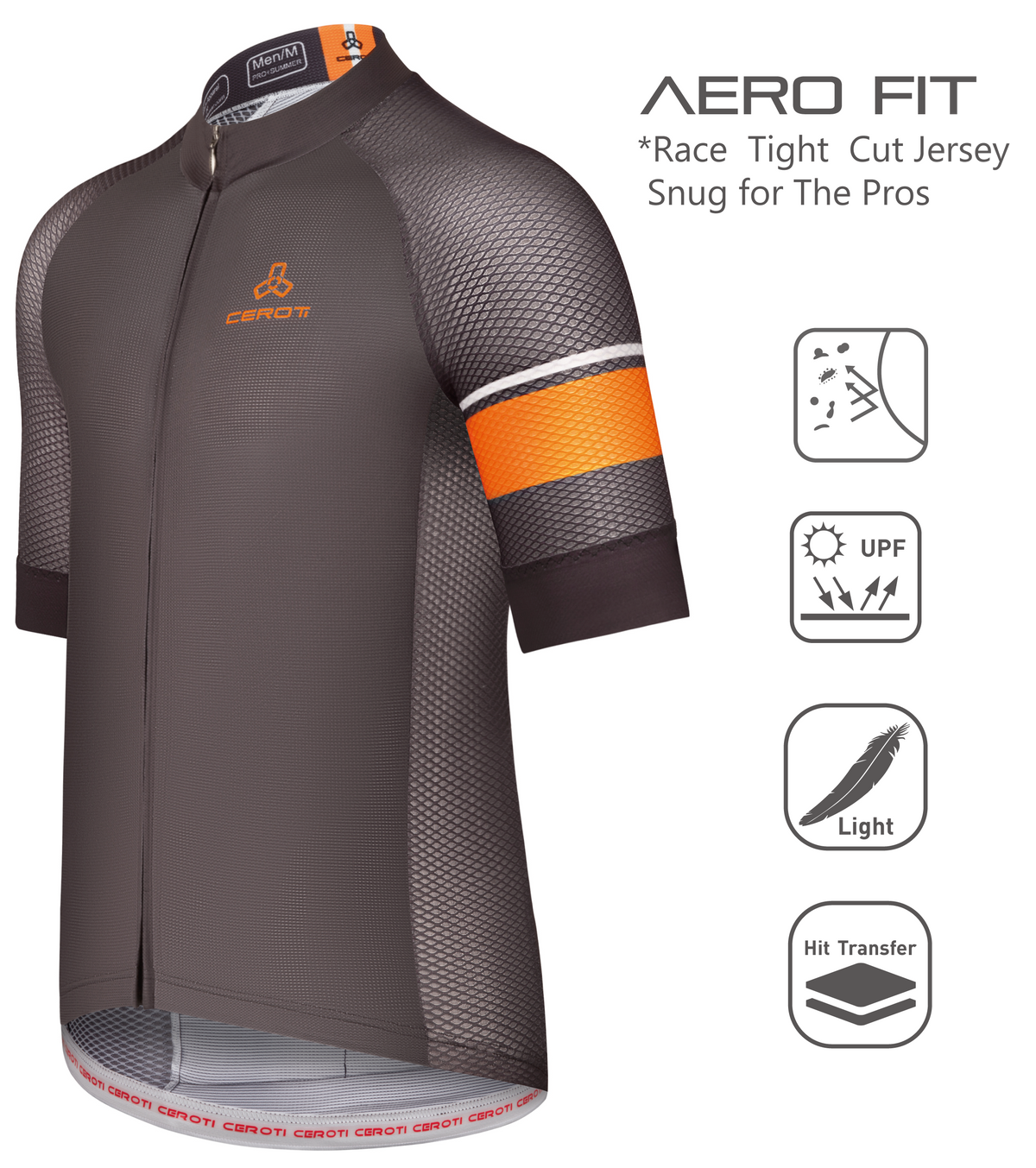 C8 CEROTIPOLAR Men's Snug Fit AirCool Cycling Jersey Bike Shirts Quick-dry Cycling Jersey with Full Zipper, Light Weight Fabric, 3 Rear Pockets for Road, Gravel & MTB