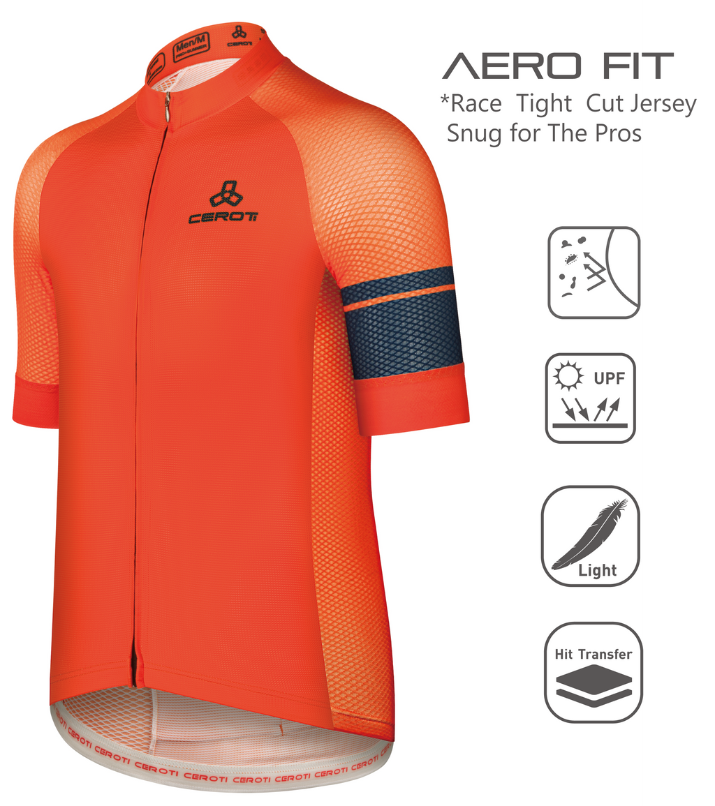 C29 CEROTIPOLAR Men's Snug Fit AirCool Cycling Jersey Bike Shirts Quick-dry Cycling Jersey with Full Zipper, Light Weight Fabric, 3 Rear Pockets for Road, Gravel & MTB