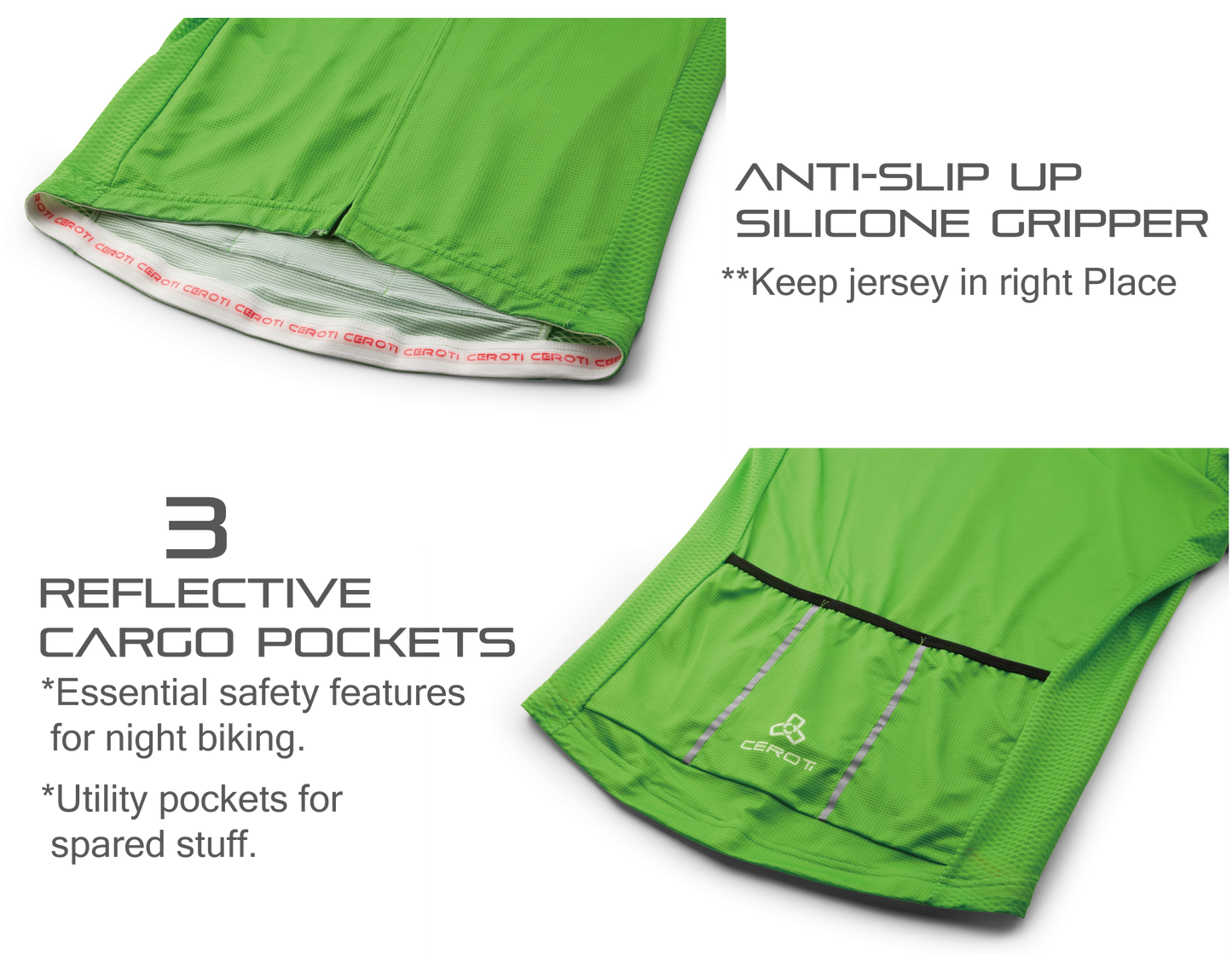 Green Snug Fit AirCool Cycling Jersey-C30