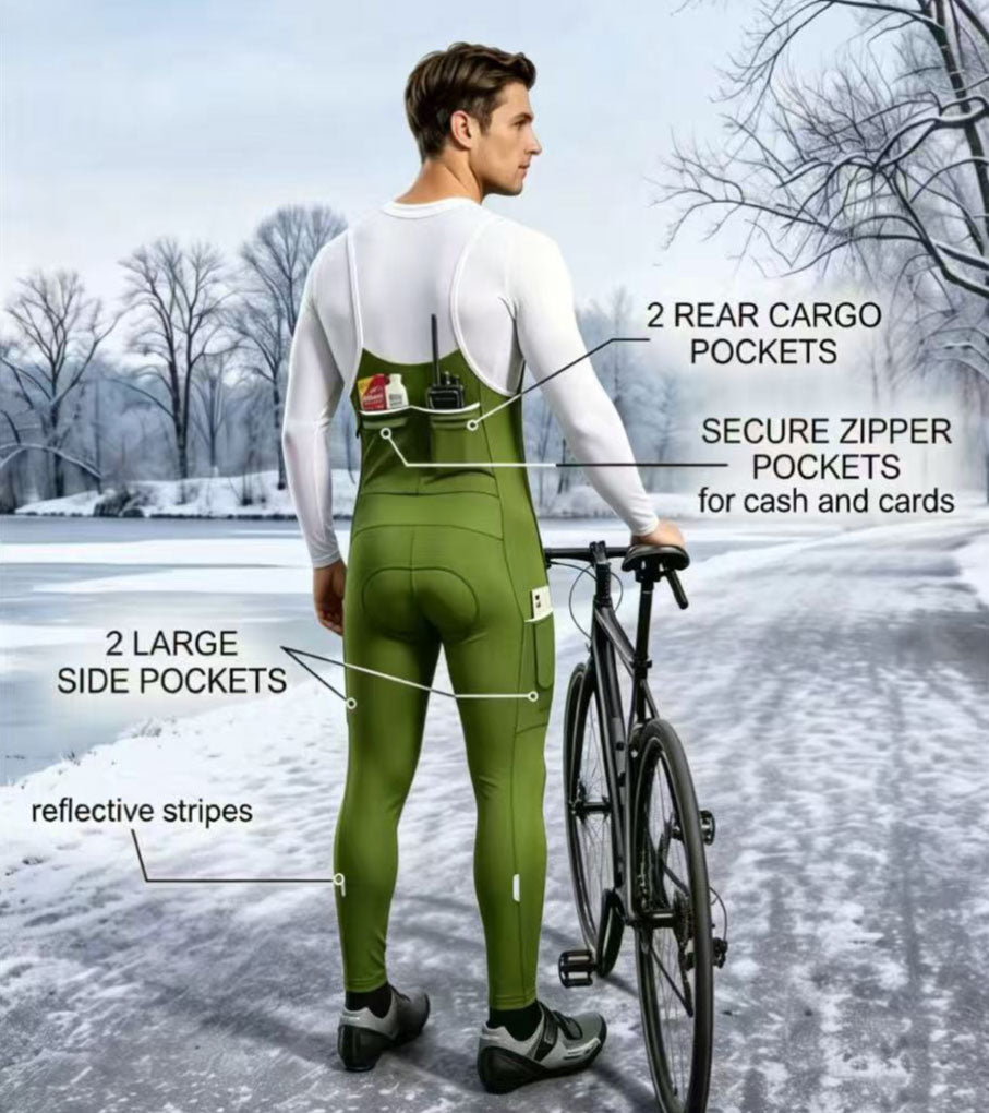 D31 Thermal Fleece Cycling Bib Tights, Bike Bib Pants for Winter