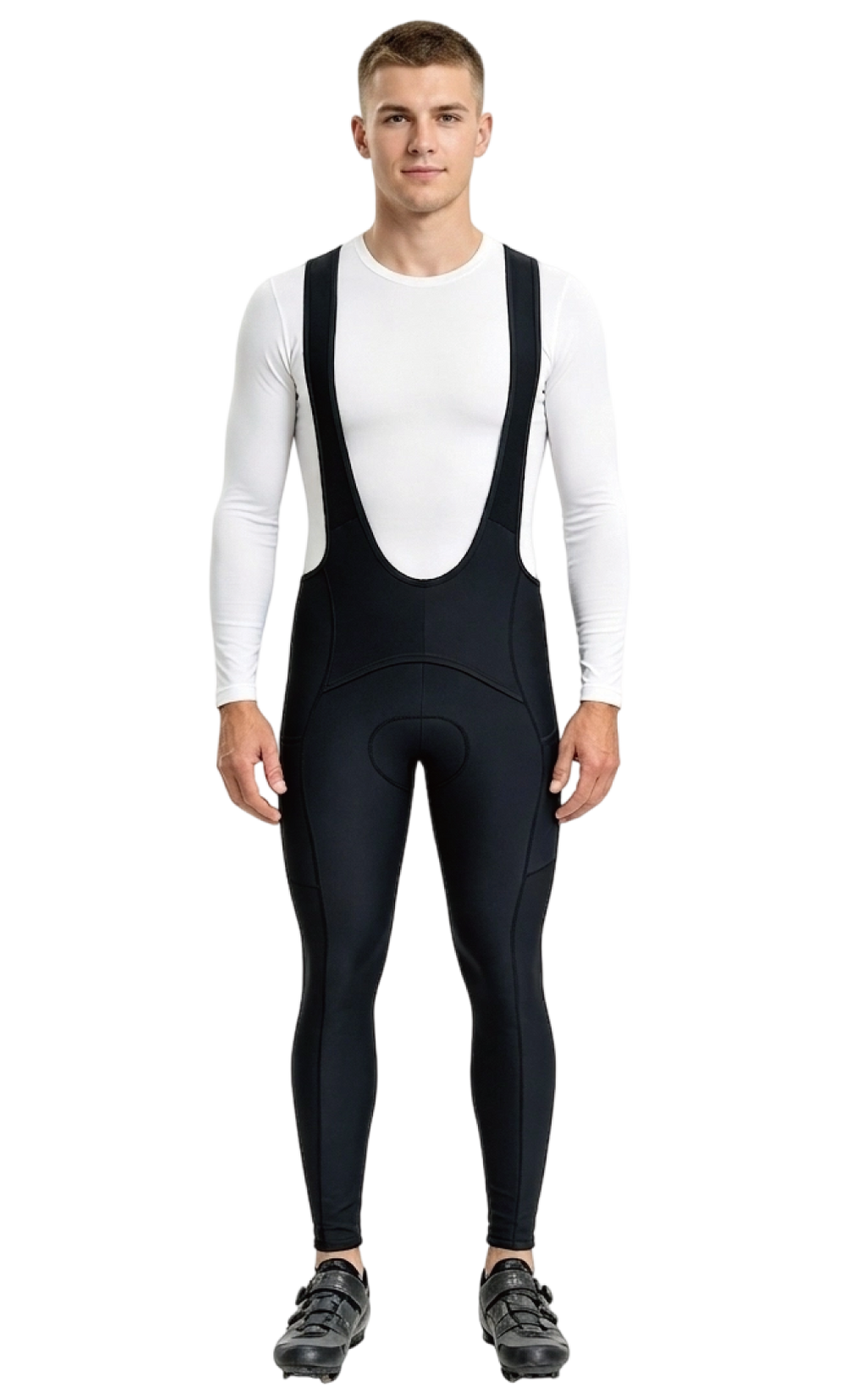 D35 Thermal Fleece Bathroom Access Cycling Bib Pants Thermal Fleece Lined, 4D Padded Chamois, Side Pockets, Winter Road, Gravel&MTB