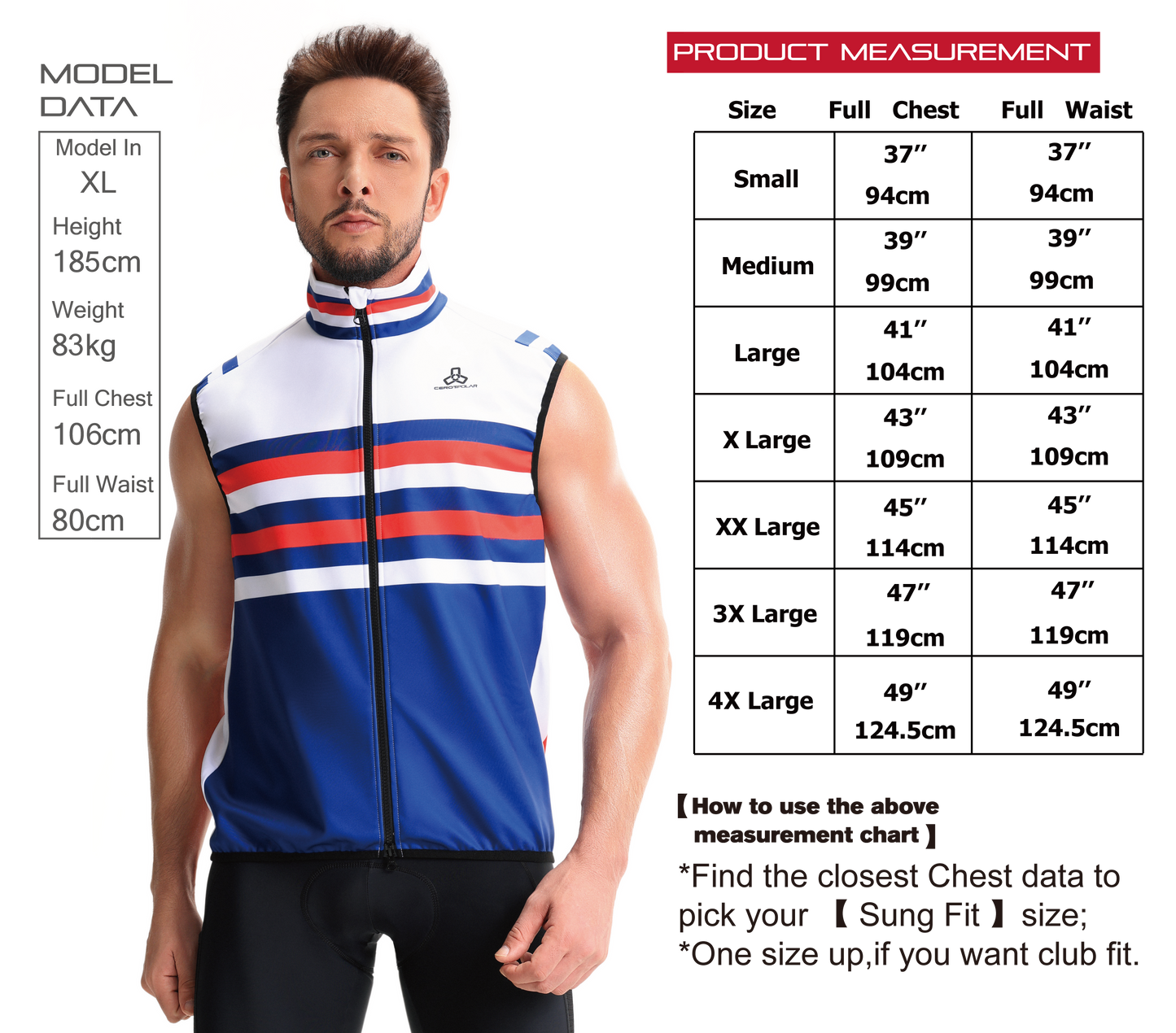 Club Fit Men's Thermal Fleece Cycling Vest-D40