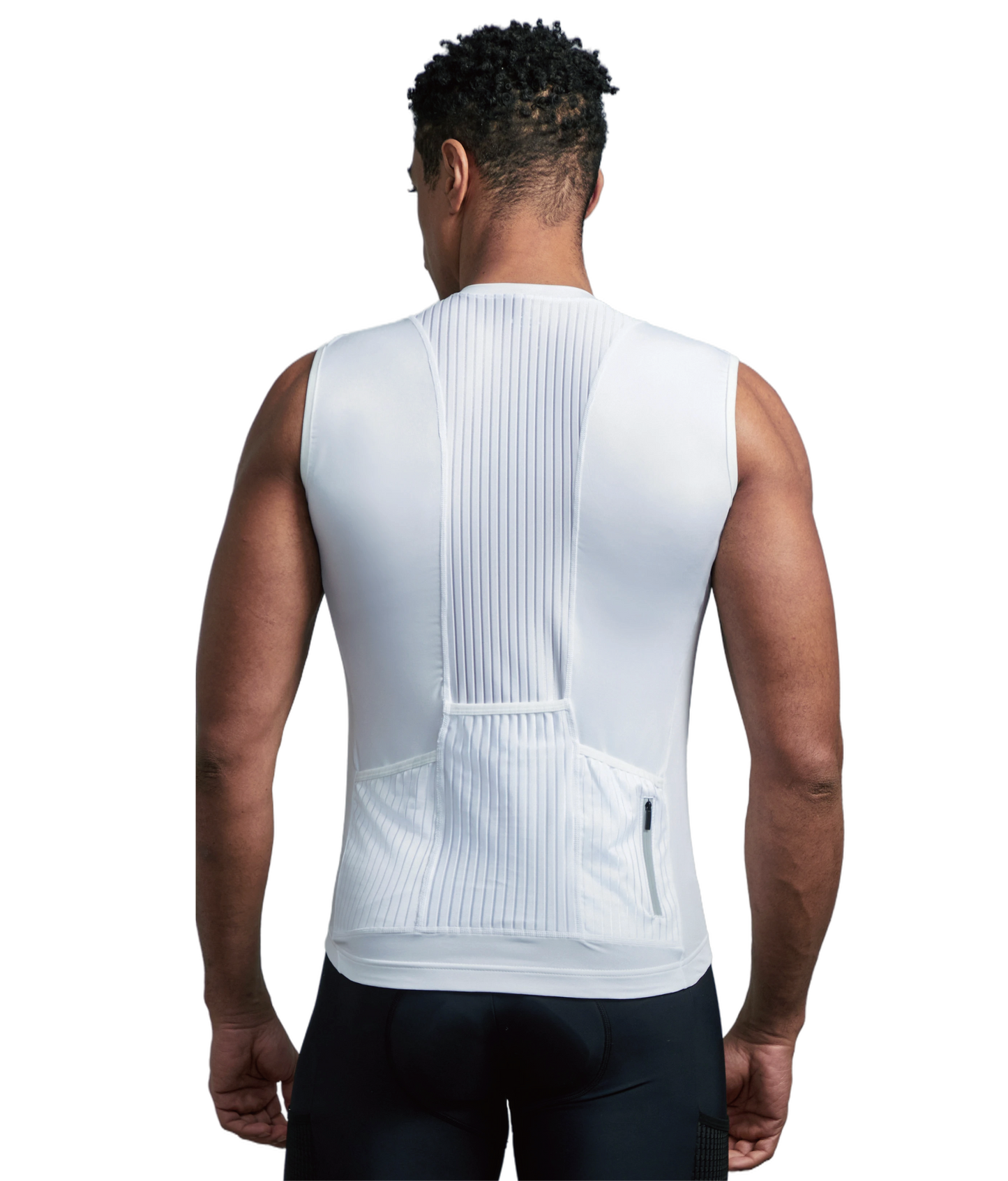 Club Fit White Wind Tunnel Fabric Sleeveless Cycling Jersey- C59