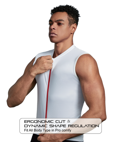 Club Fit White Wind Tunnel Fabric Sleeveless Cycling Jersey- C59