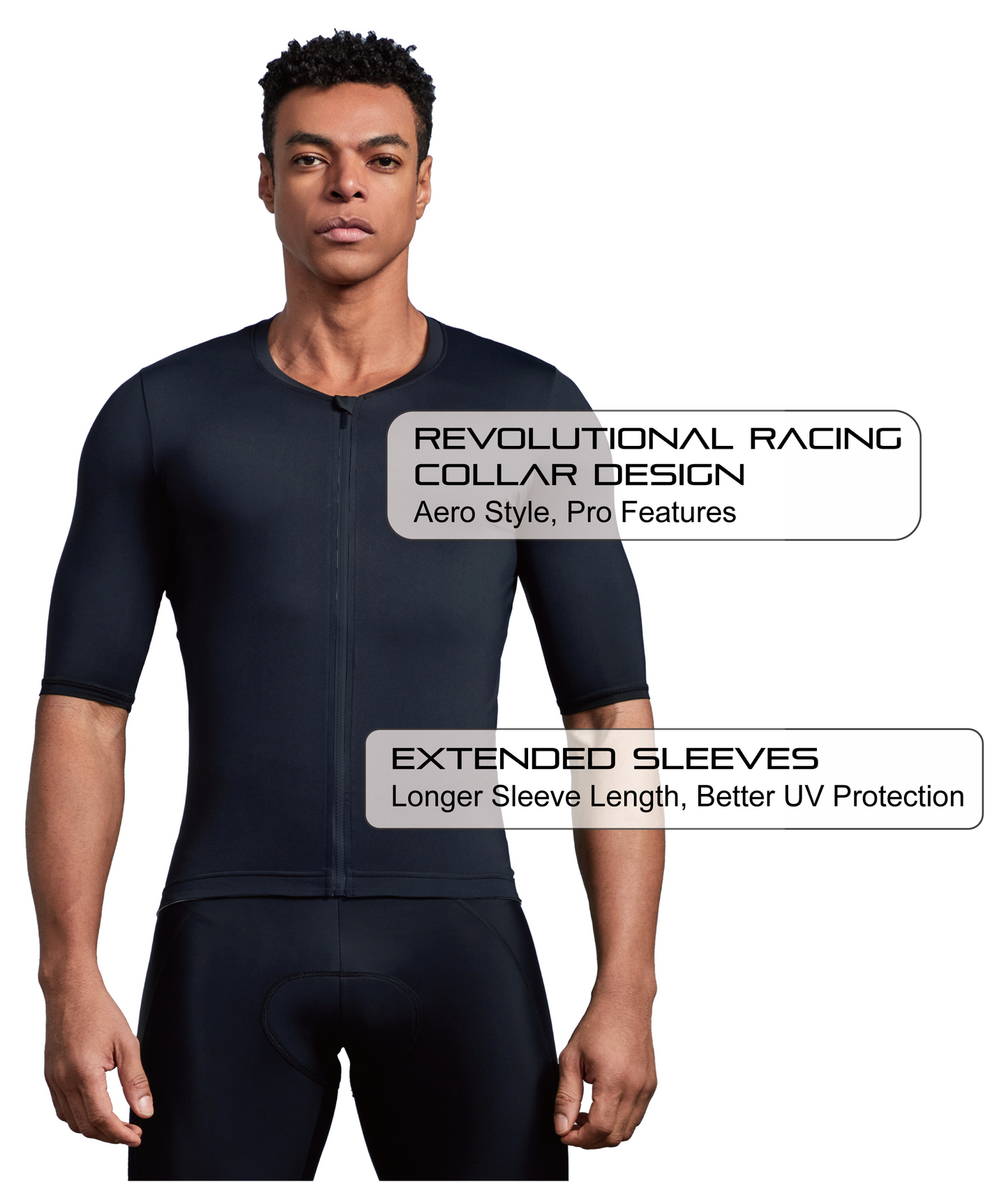 Club Fit Black Wind Tunnel Fabric Cycling Jersey-C57