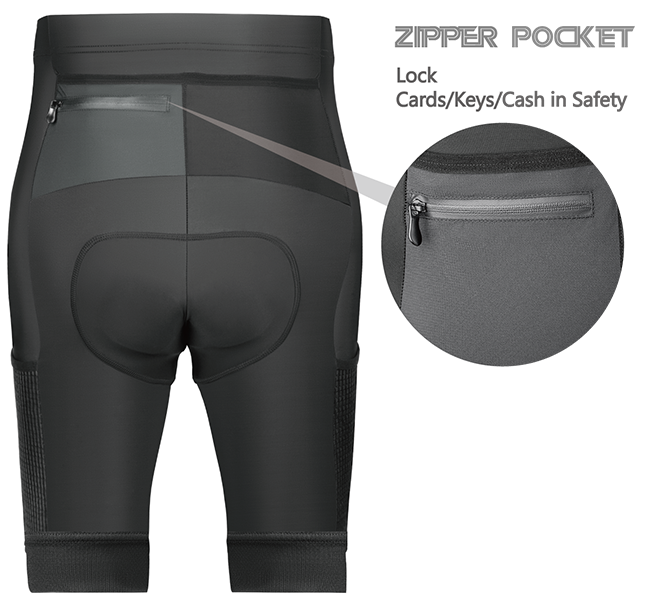 CEROTIPOLAR B54 Men's Cargo Bike Shorts, 4D Padded Anti-Chafe Compression Bike Shorts with Large Phone Side Pockets UPF50+