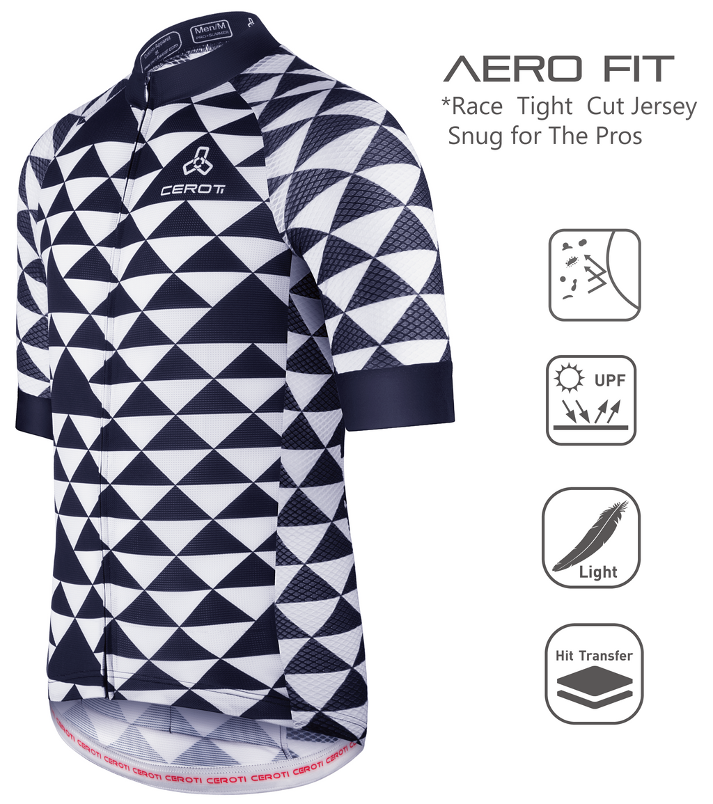 C6 CEROTIPOLAR Men's Snug Fit AirCool Cycling Jersey Bike Shirts Quick-dry Cycling Jersey with Full Zipper, Light Weight Fabric, 3 Rear Pockets for Road, Gravel & MTB