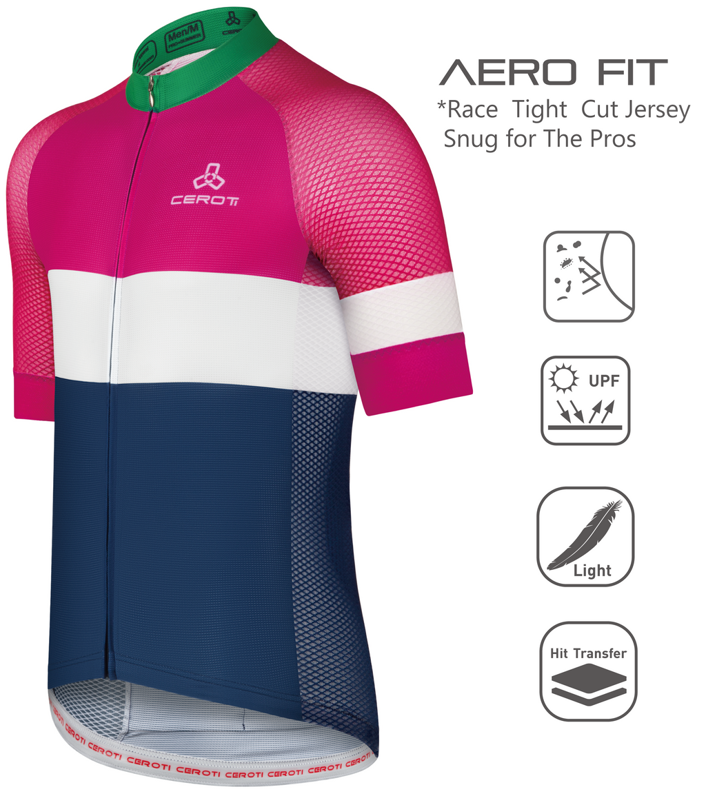 C28 CEROTIPOLAR Men's Snug Fit AirCool Cycling Jersey Bike Shirts Quick-dry Cycling Jersey with Full Zipper, Light Weight Fabric, 3 Rear Pockets for Road, Gravel & MTB